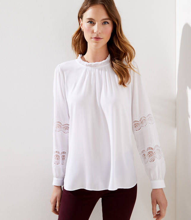 Lacy Ruffle Neck Blouse