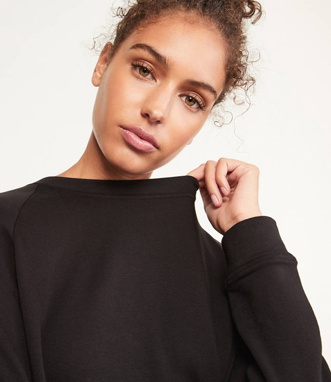 Fern Collared Cozy Sherpa Sweatshirt - Black