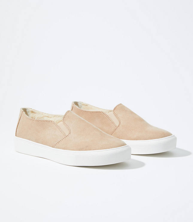 fur lined slip on sneakers