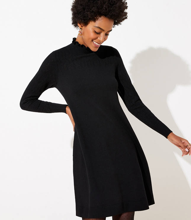 Ruffle Pointelle Sweater Dress