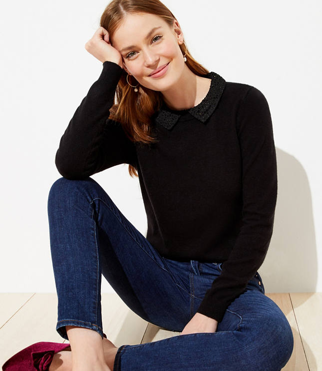 Shimmer Spotted Collar Sweater
