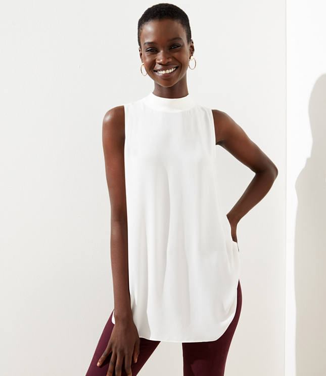 Petite Sleeveless Mock Neck Top