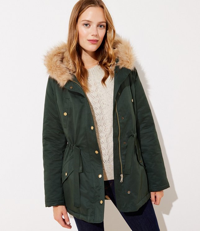 women's parka with fur lined hood