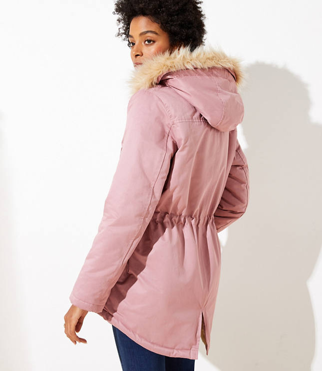 faux fur lined hooded parka