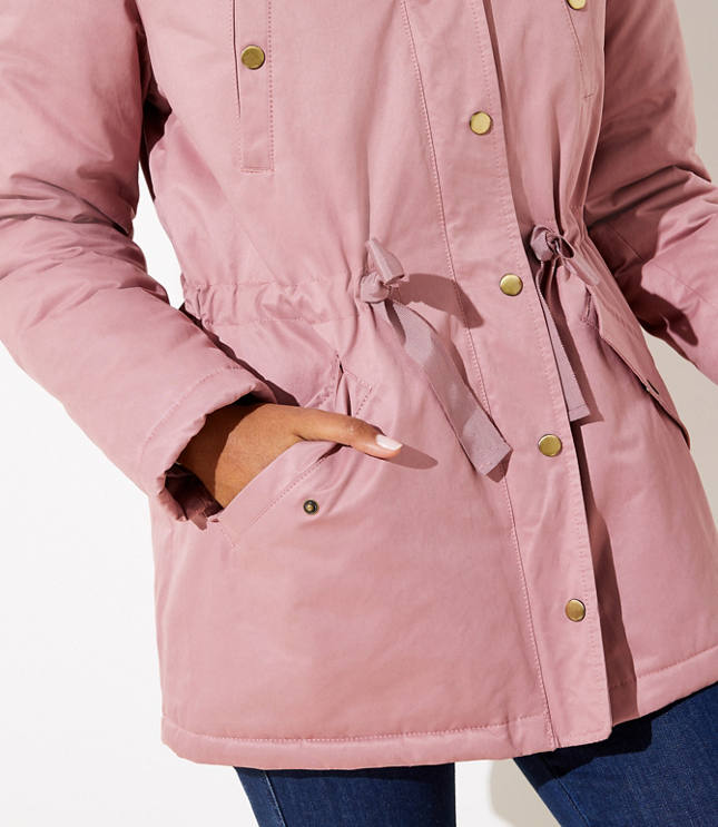 pink hooded parka