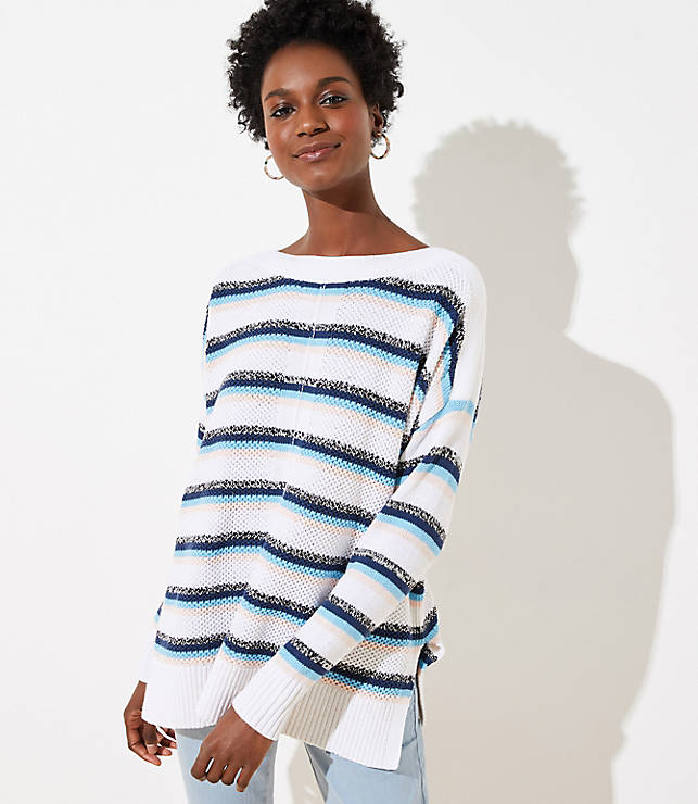 Stripe Textured Poncho Sweater