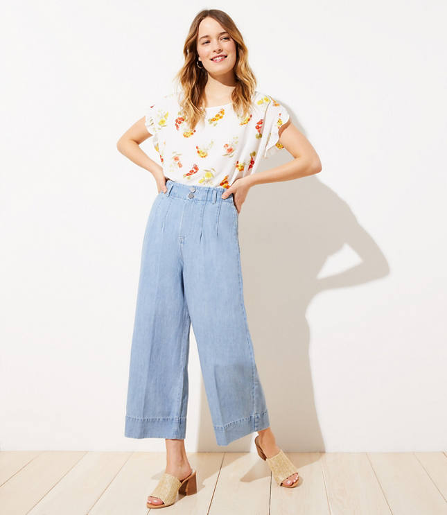 wide leg high rise cropped jeans