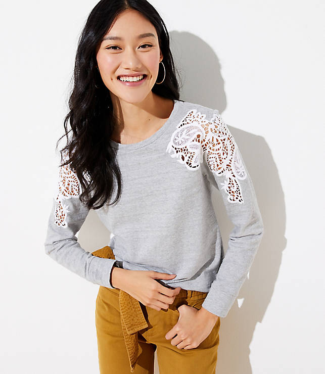 Lace Shoulder Sweatshirt