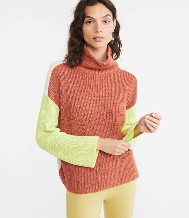 Colorblock Turtleneck Sweater