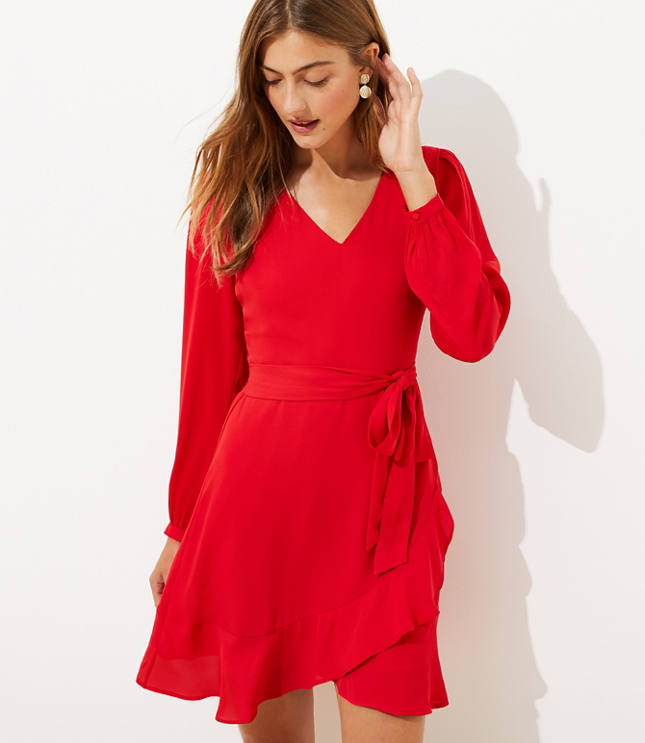 loft red wrap dress