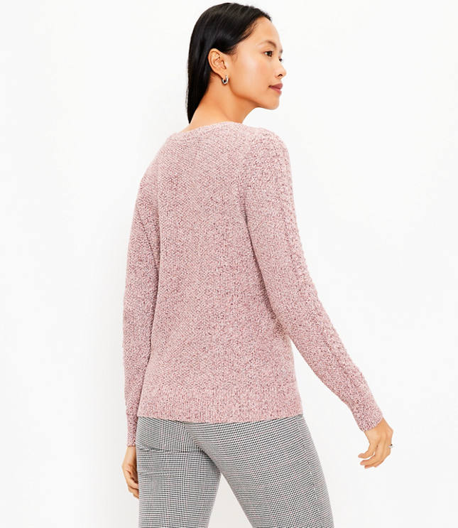 Marled Bobble Sleeve Sweater