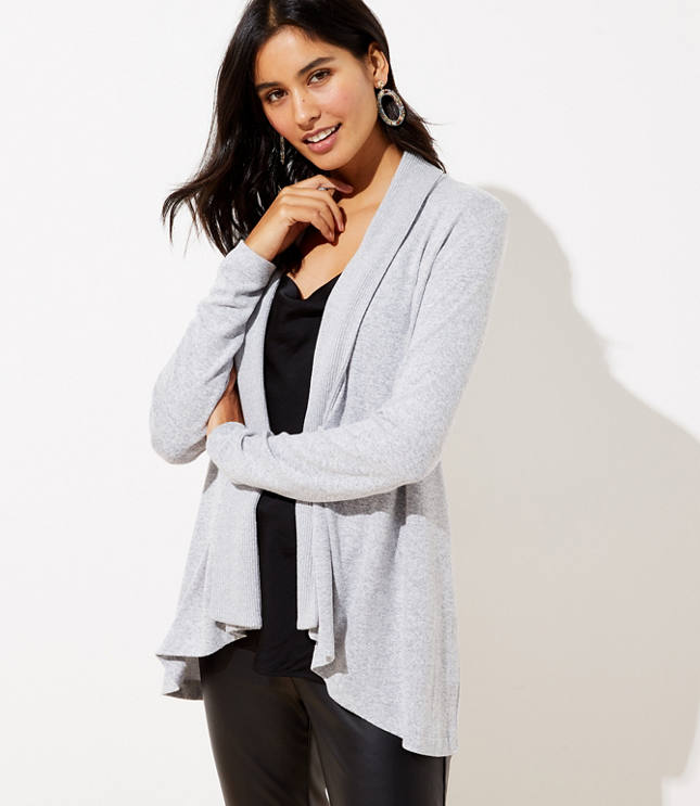 loft hooded pocket open cardigan