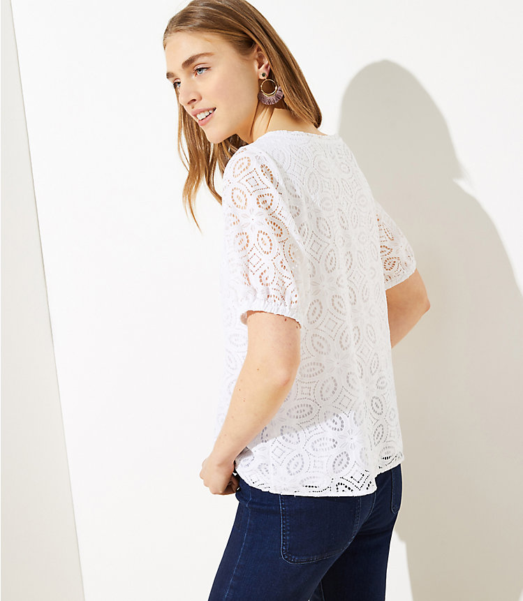 Lace Puff Sleeve Tee image number 2
