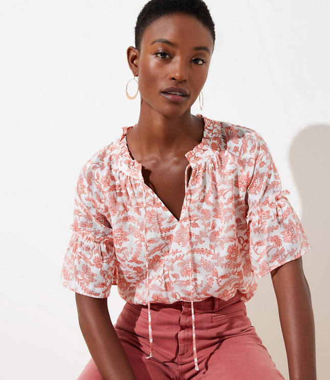 Clip Dot Ruffle Cuff Top