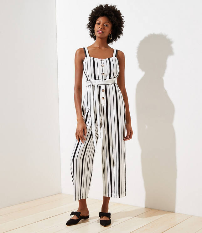 Loft striped sale jumpsuit