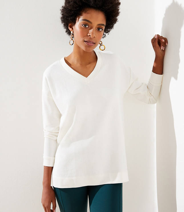 v neck tunic sweatshirt