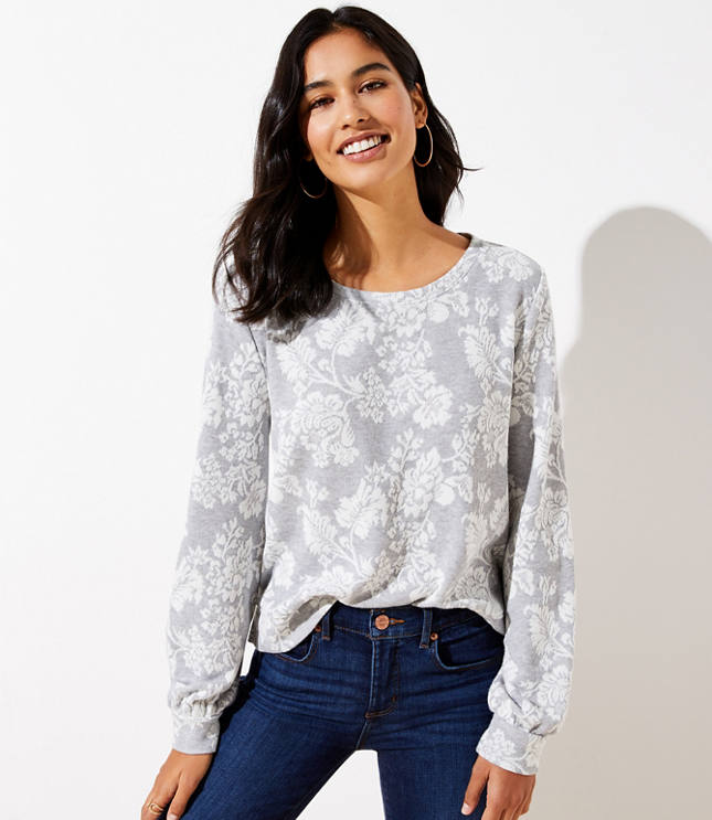 Floral Jacquard Banded Sweatshirt