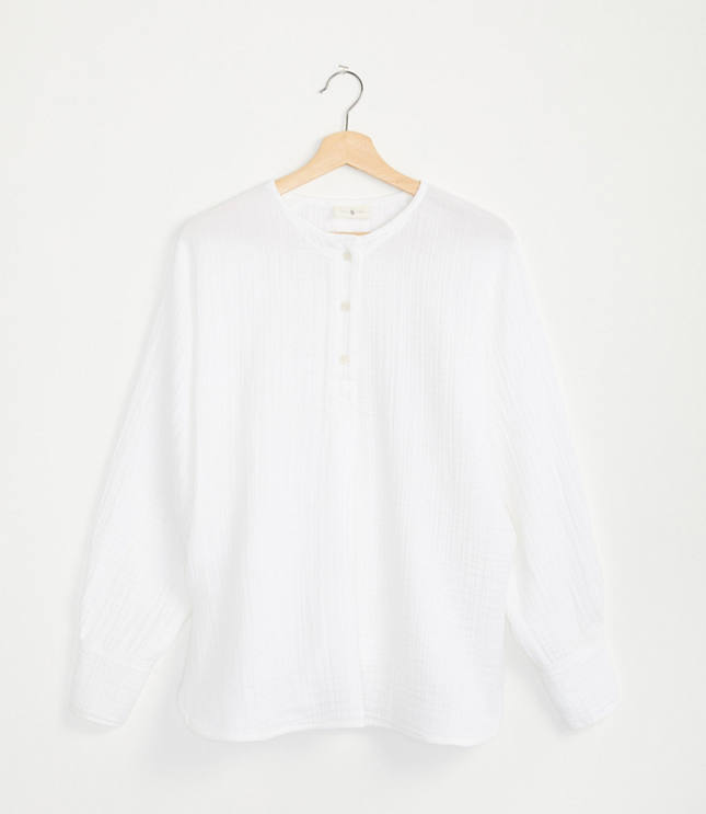 Image of Lou & Grey Lou & Grey Triple Cloth Henley Tunic Shirt