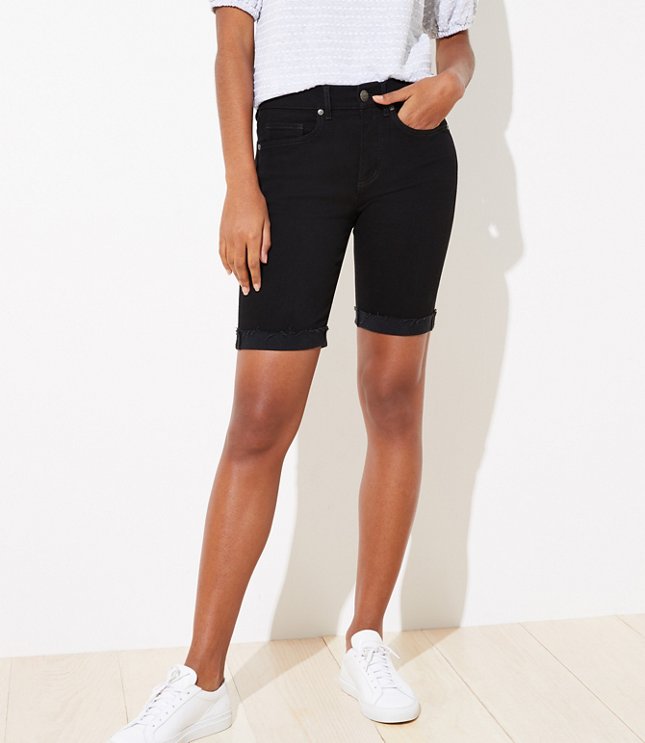 black denim bermuda shorts