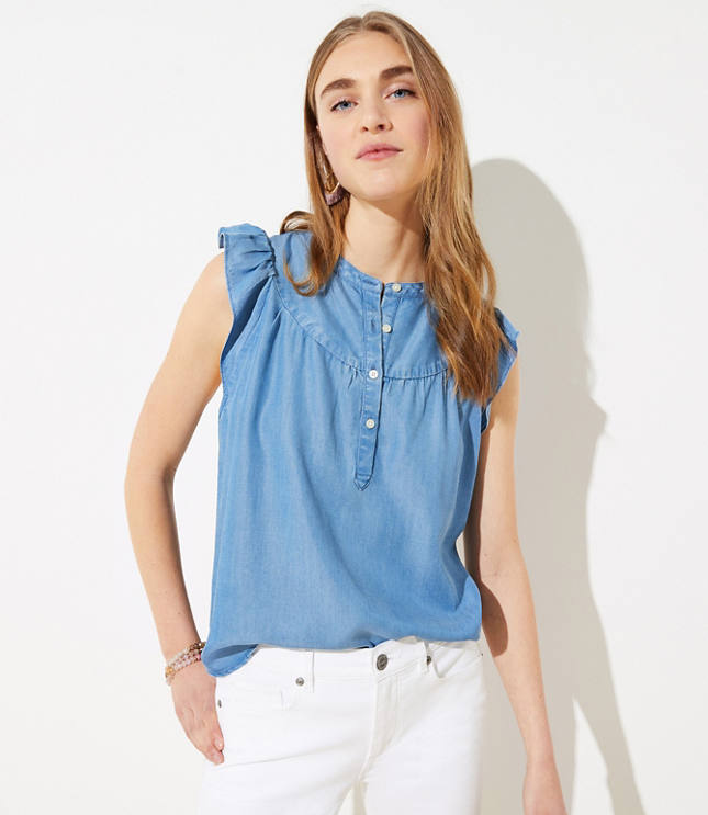Chambray Henley Shell