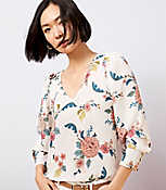 Floral V-Neck Puff Sleeve Blouse carousel Product Image 1