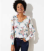 Floral V-Neck Puff Sleeve Blouse carousel Product Image 3