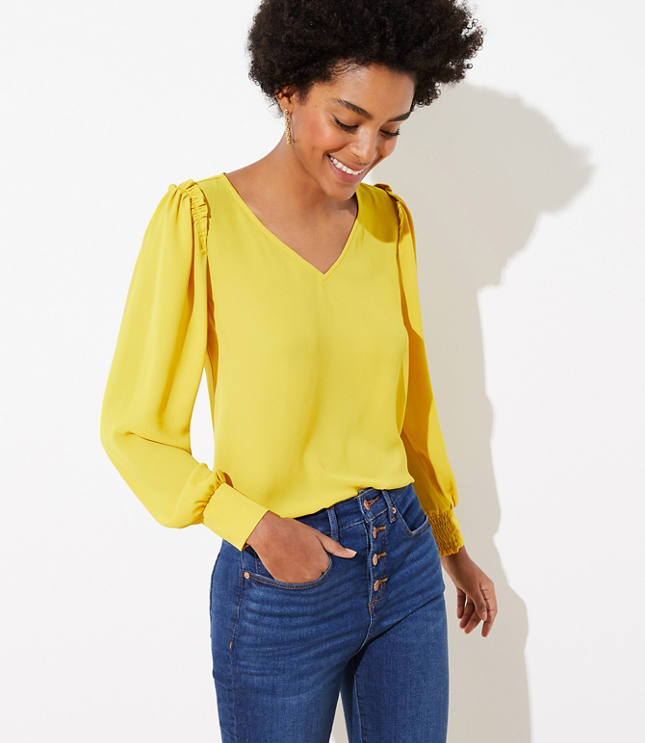 VNeck Puff Sleeve Blouse