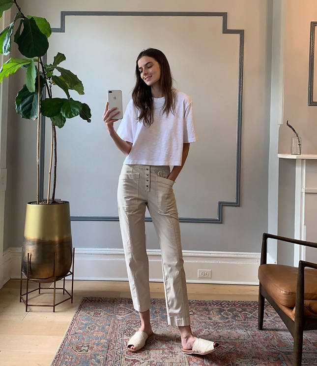 Image of Lou & Grey Lou & Grey Brushed Twill Snap High Waist Pants