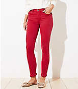 Petite Frayed Skinny Jeans in Rio Red carousel Product Image 1