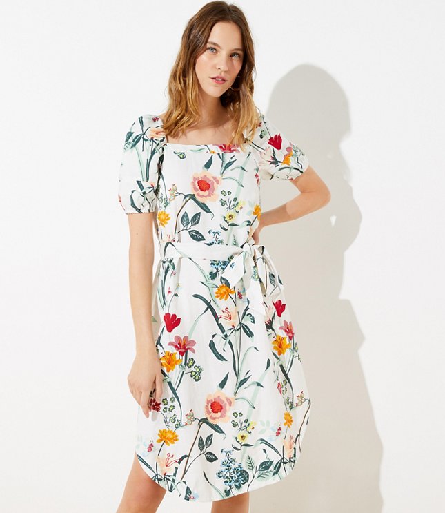 short sleeve floral midi dress
