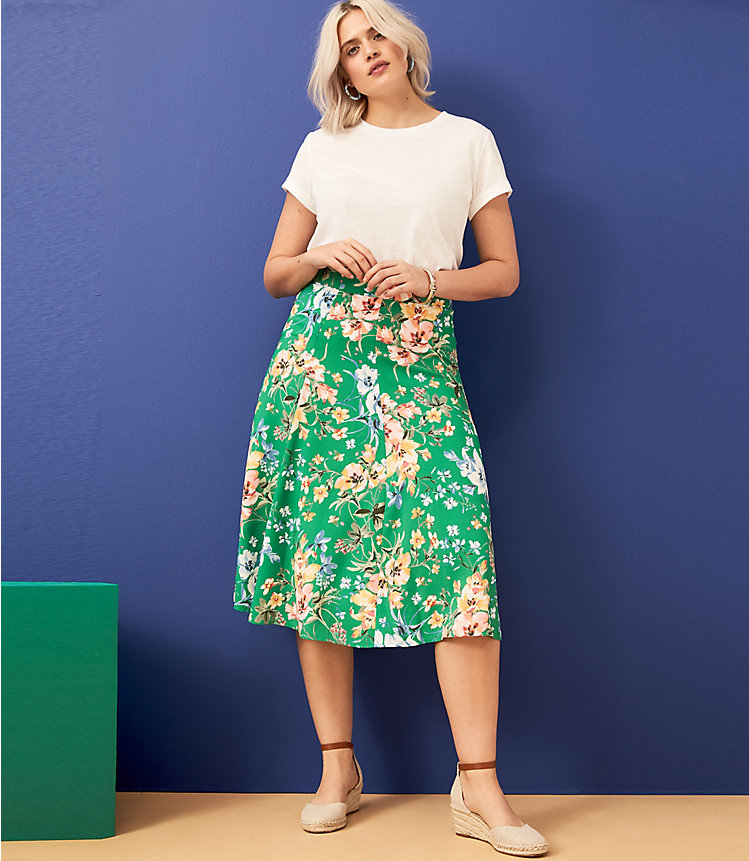 Floral Fluid Midi Skirt image number 0
