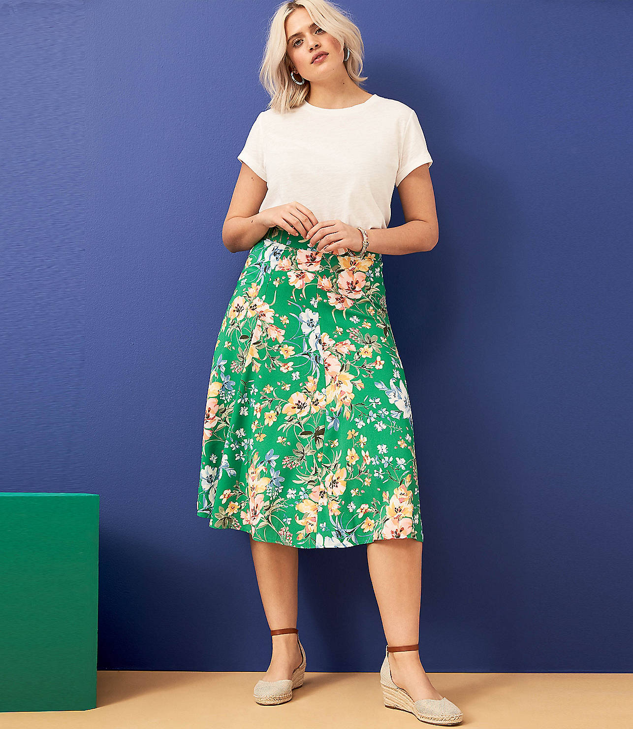 Floral Fluid Midi Skirt