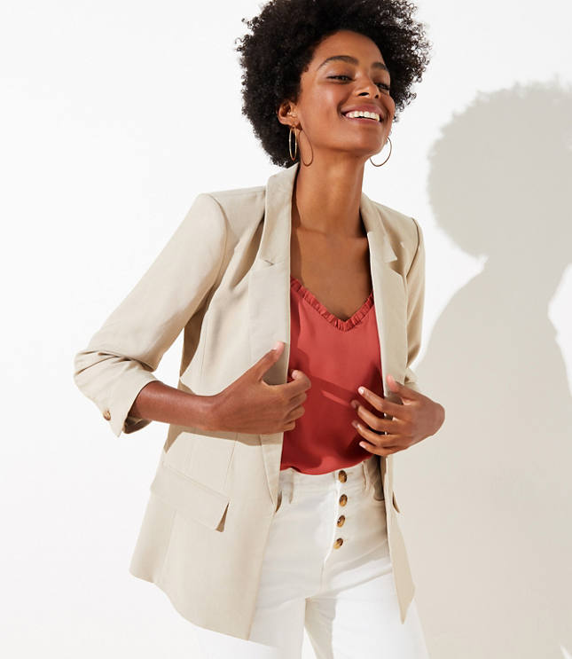 3/4 Sleeve Open Blazer