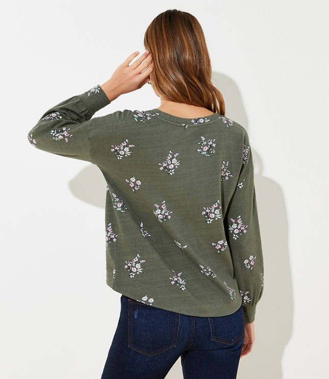 Bouquet Curved Hem Sweatshirt