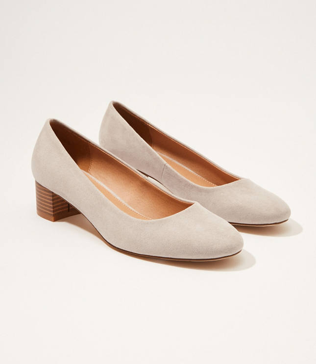 tan block heel pumps