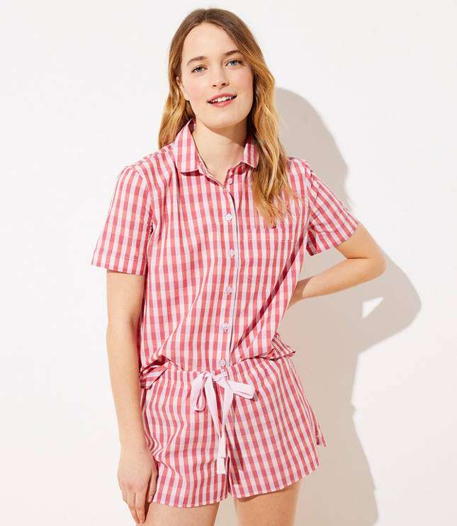 Gingham Pajama Top