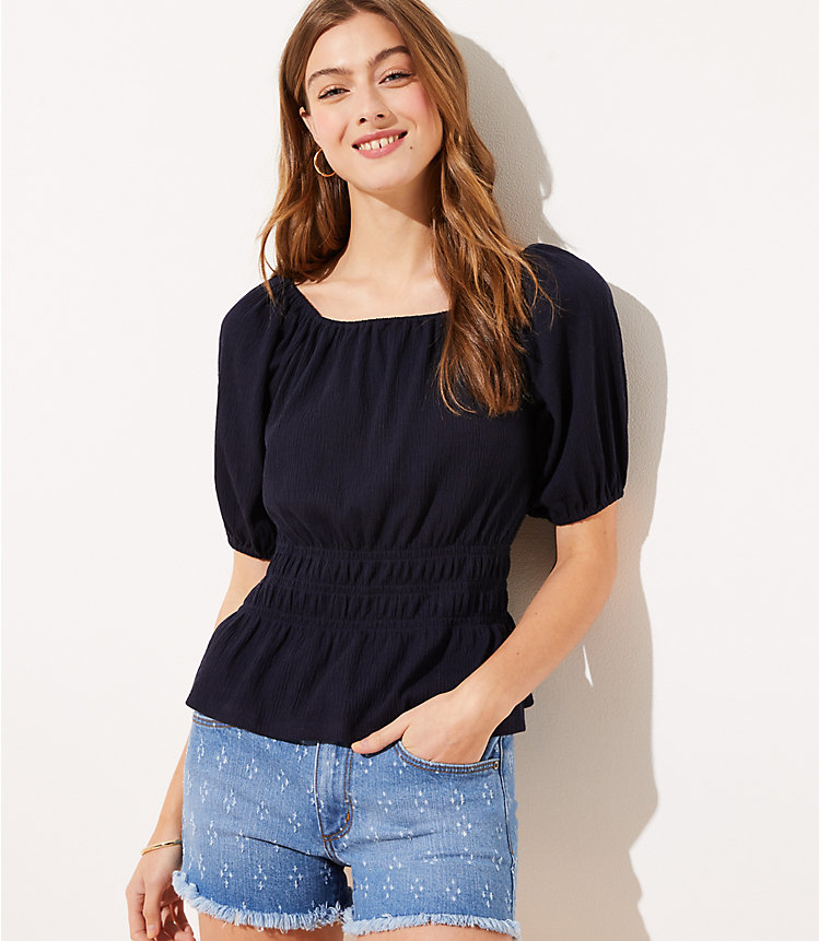 Textured Cinched Waist Top image number null