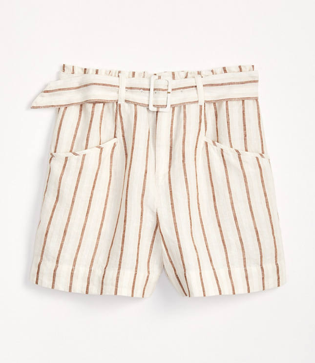 Image of Lou & Grey Striped Belted Linen Shorts