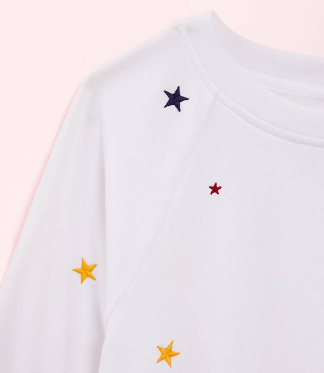 LOFT Lou & Grey Embroidered Star Terry Sweatshirt Size XS, S, M, XL Whisper  Whit