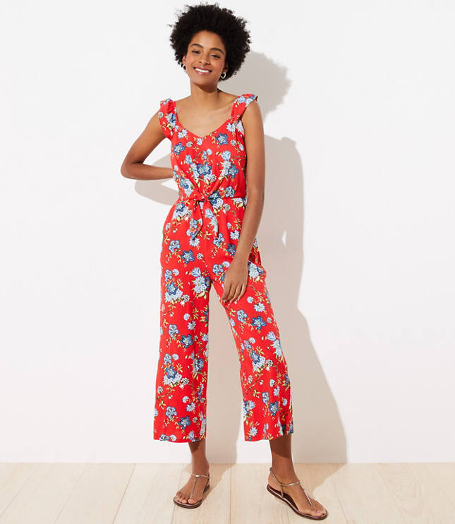 red tie front jumpsuit