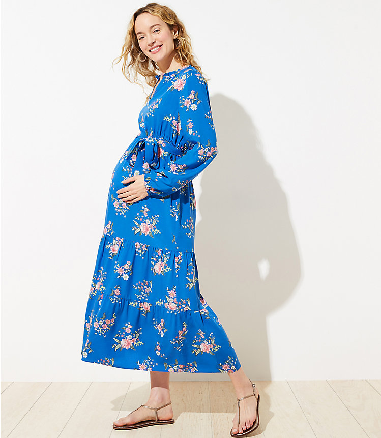 Maternity Floral Tiered Maxi Dress image number 0
