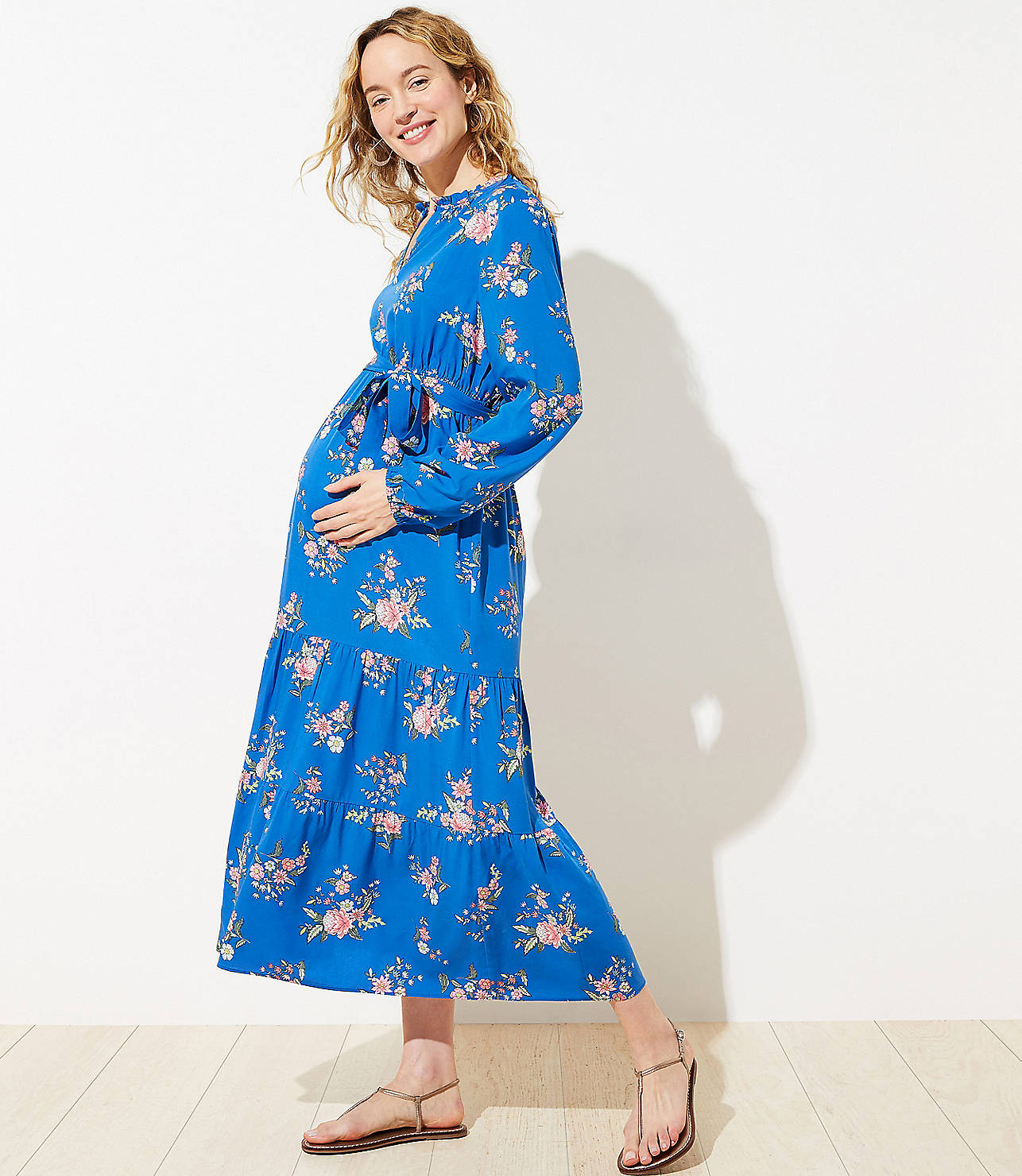 Maternity Floral Tiered Maxi Dress