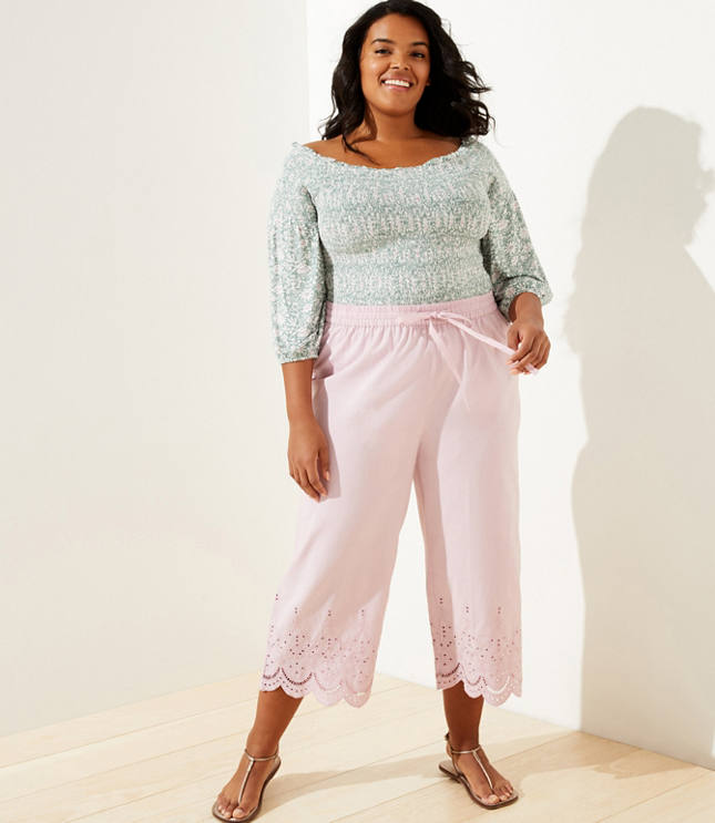 Loft Plus Loft Beach Eyelet Drawstring Pants