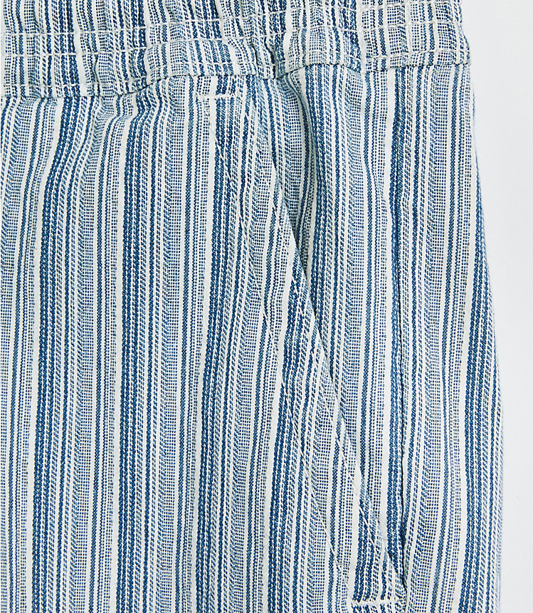 Cotton Linen Denim Pull On Shorts in Blue Stripe image number 1