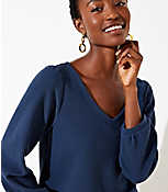 Puff Sleeve V-Neck Top carousel Product Image 2