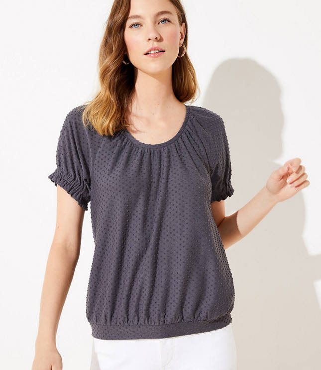 Textured Dot Smocked Top