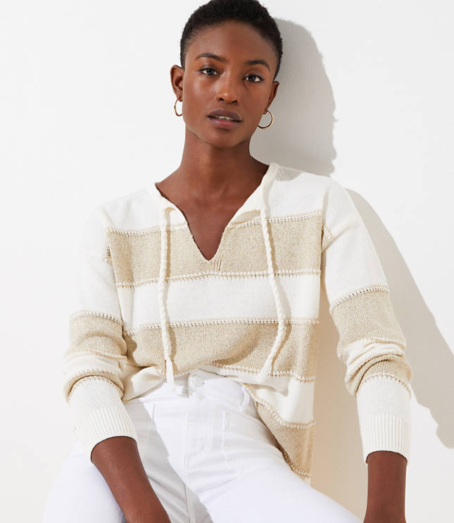 knit sweatshirt with shimmer stripes