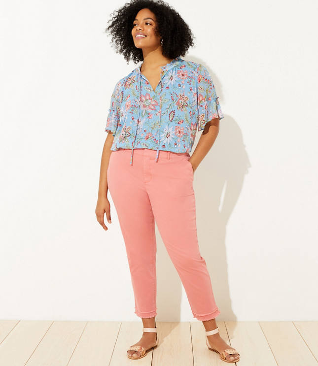 LOFT Plus Frayed Girlfriend Chinos