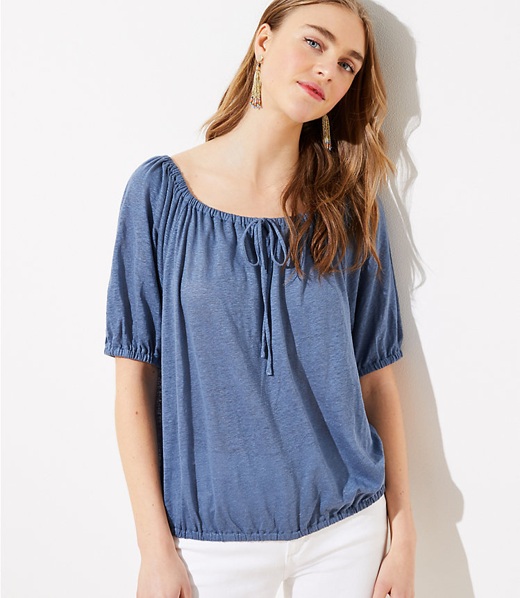Shirred Linen Tee image number null