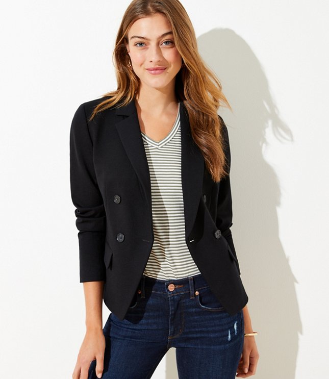 Ultra-Stretch Ponte Double Breasted Blazer